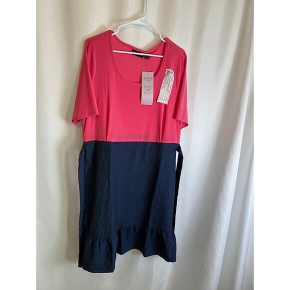 Nina Leonard Womens Spring Rose/Blue Burgundy Miracle Matte Jersey Dress XL - Picture 1 of 7